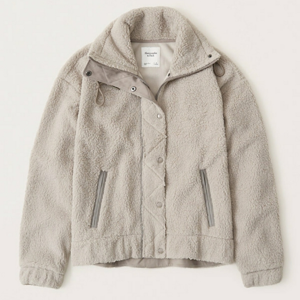Abercrombie Luxe Leather Trim Sherpa Jacket $120